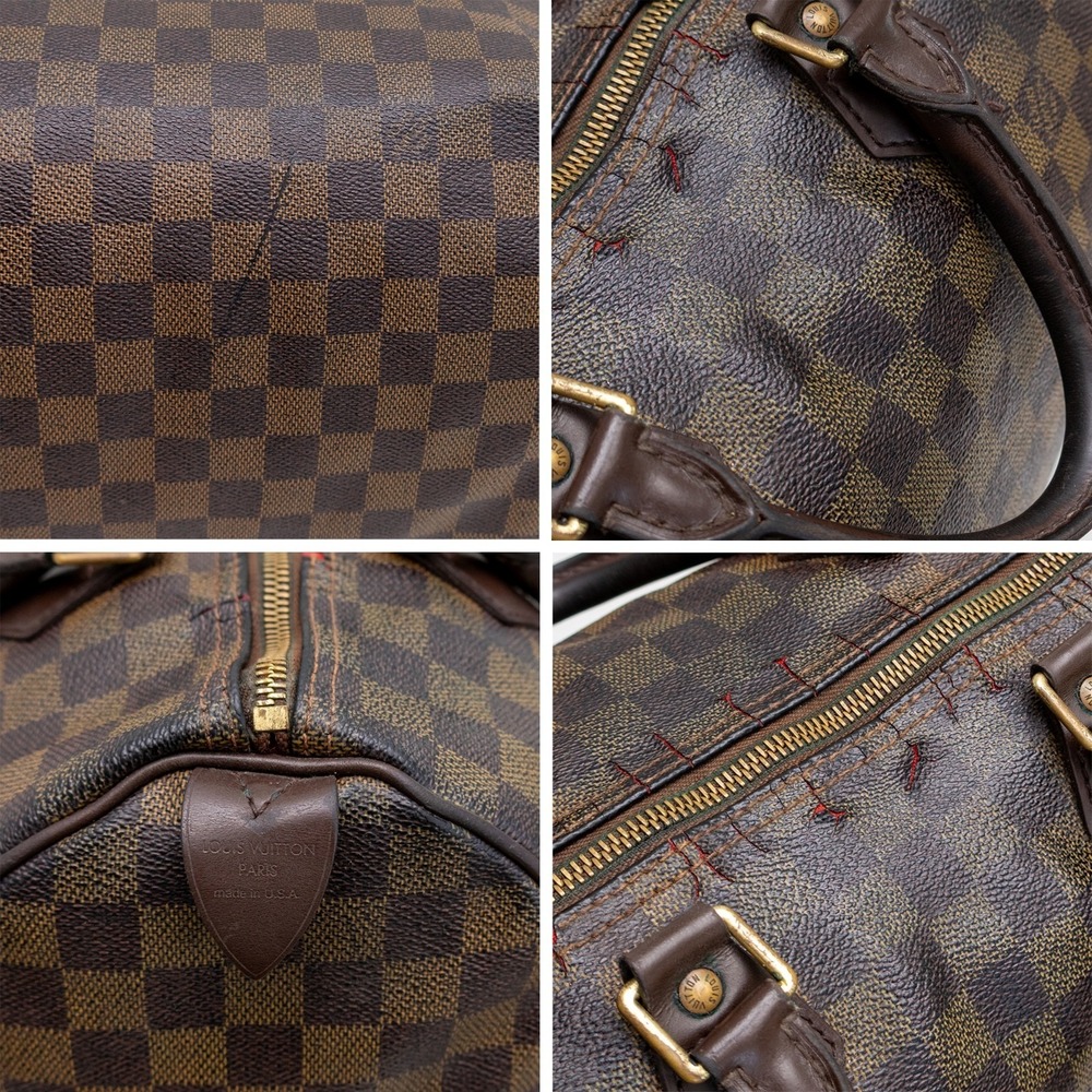 Louis Vuitton Damier Ebene Speedy 30 Boston Bag Brown Canvas Leather Authentic - Picture 11 of 11